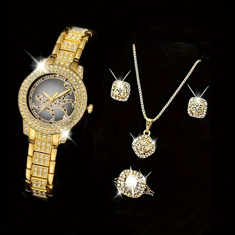 Luxury Gifts Jewelry & Watches Namfleg Mostar - 5pcs/set Women's Watch Cheetah Leopard Quartz