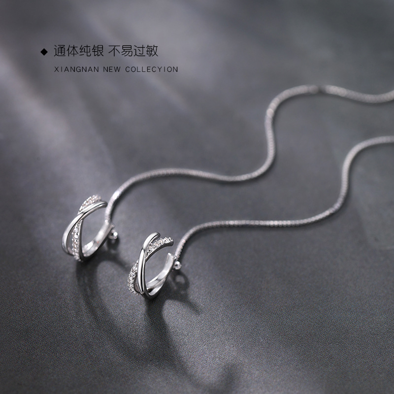 Real 925 Sterling Silver Doubl - Ear Cuff No Piercing 评论和价格