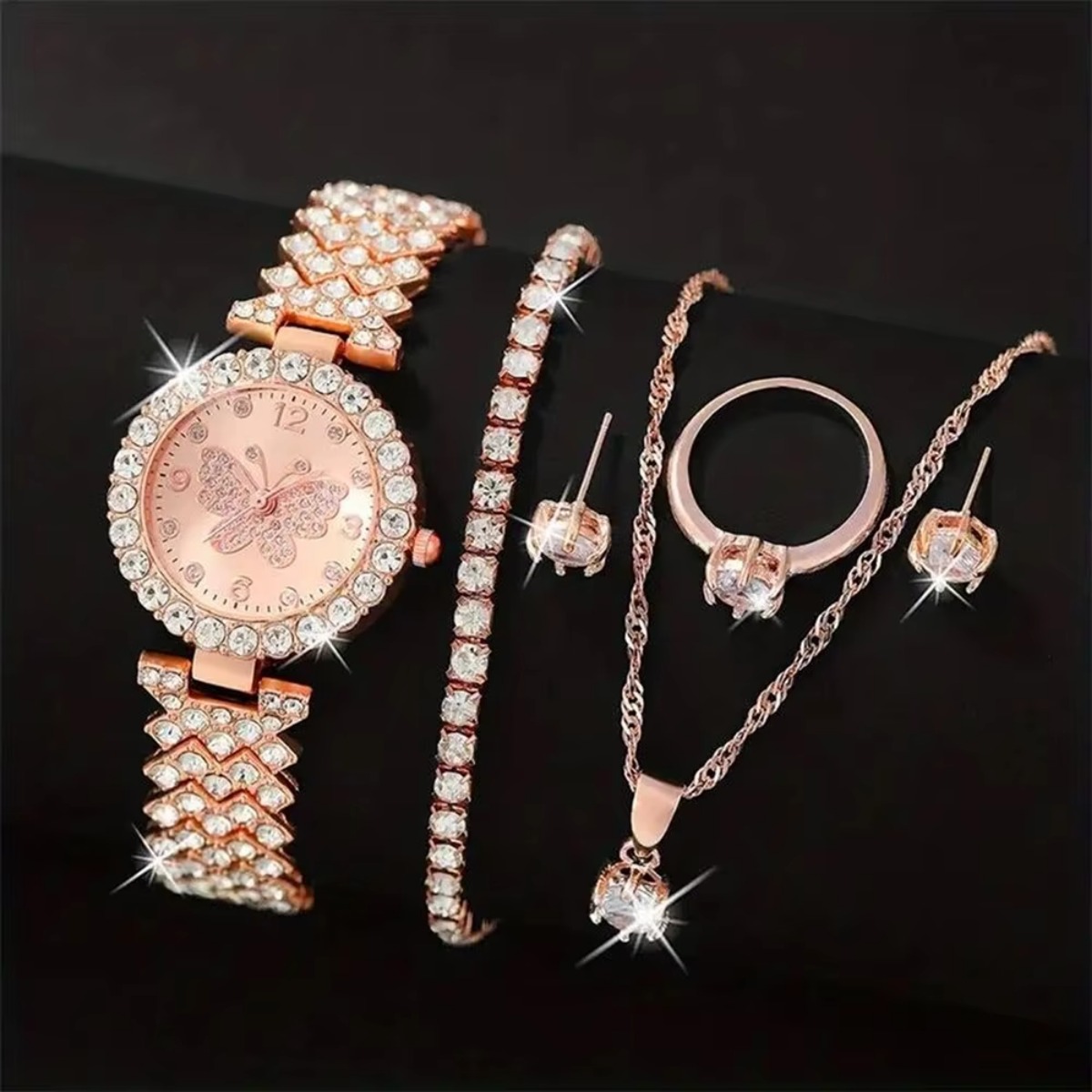 6PCS/Set Luxury Rhinestone But - Jewelry Box Organizer Watches 评论和价格