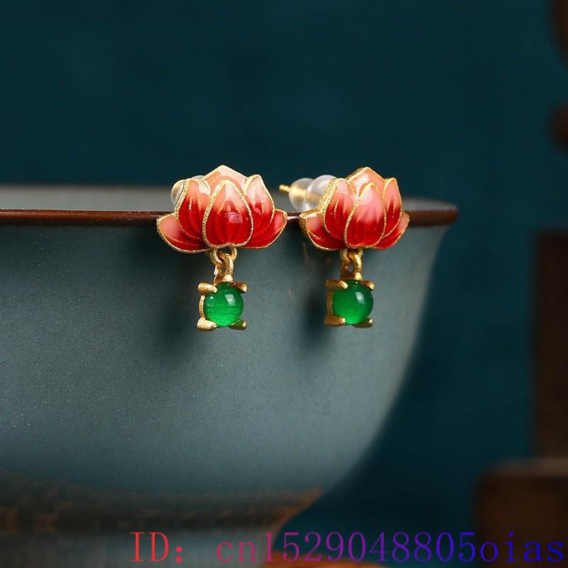 Green Real Jade Lotus Earrings - Luxury Gifts Jewelry & Watches Namfleg Mostar 评论和价格