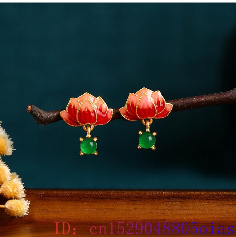 Green Real Jade Lotus Earrings - Luxury Gifts Jewelry & Watches Namfleg Mostar 评论和价格