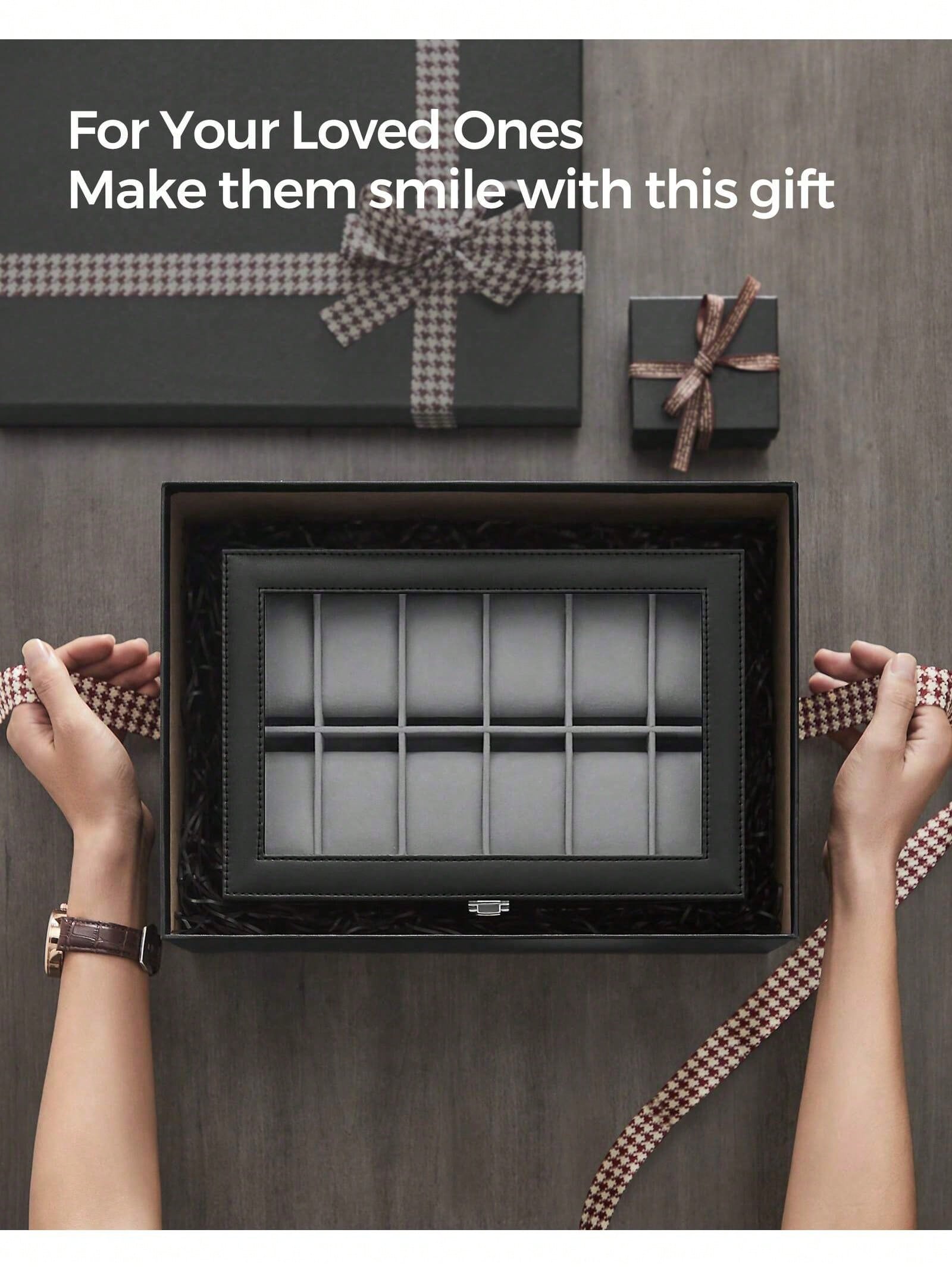 12-Slot Lockable Watch Box wit - Jewelry Box Organizer Watches 评论和价格