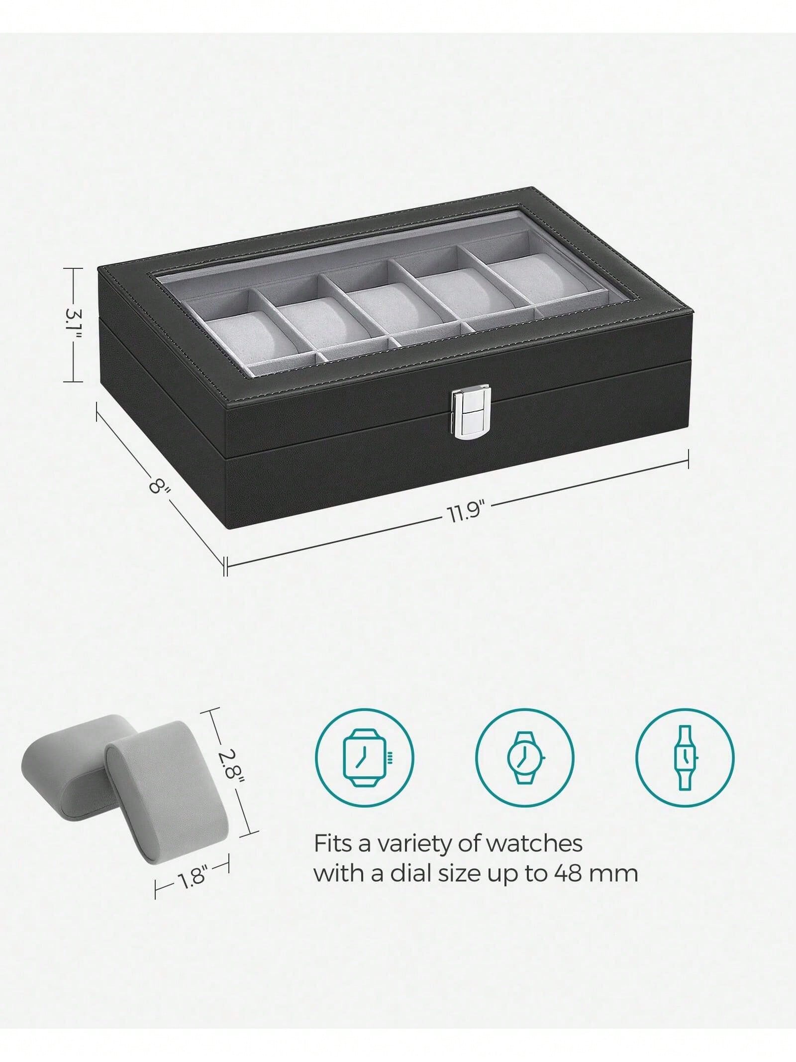 12-Slot Lockable Watch Box wit - Jewelry Box Organizer Watches 评论和价格