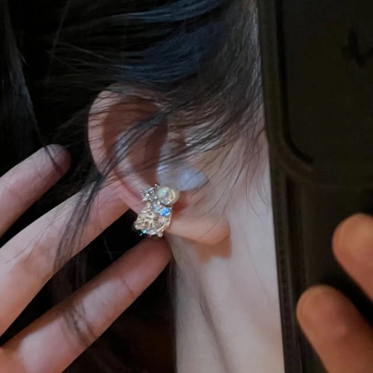 1Pcs Shiny Imitation Pearl Zir - Ear Cuff No Piercing 评论和价格