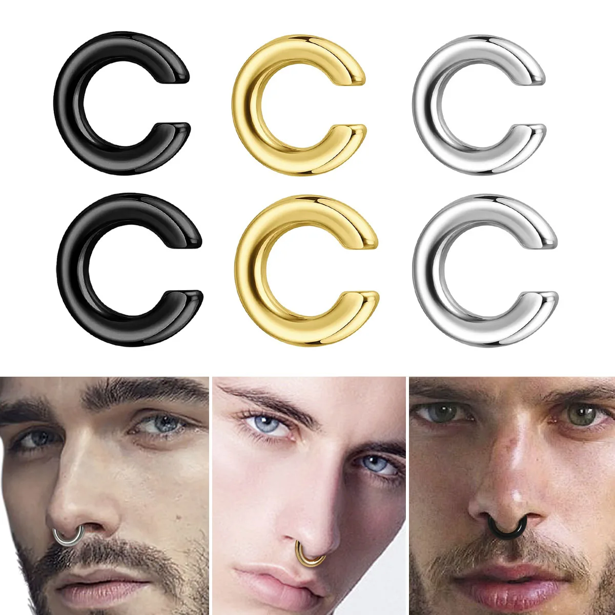 1pc Exaggerated C-Shaped Non-P - Ear Cuff No Piercing 评论和价格