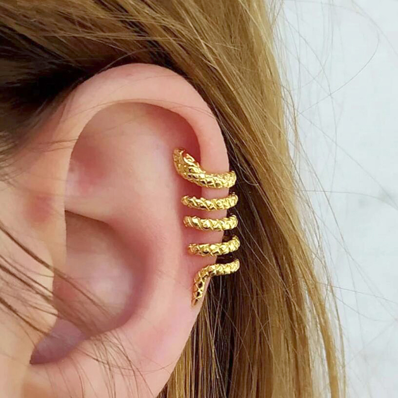 1PC Plated 24K Gold Vintage Cr - Ear Cuff No Piercing 评论和价格