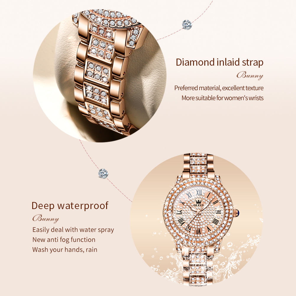 OLEVS 9943 Luxury All Diamond  - Jewelry Watches Women 评论和价格